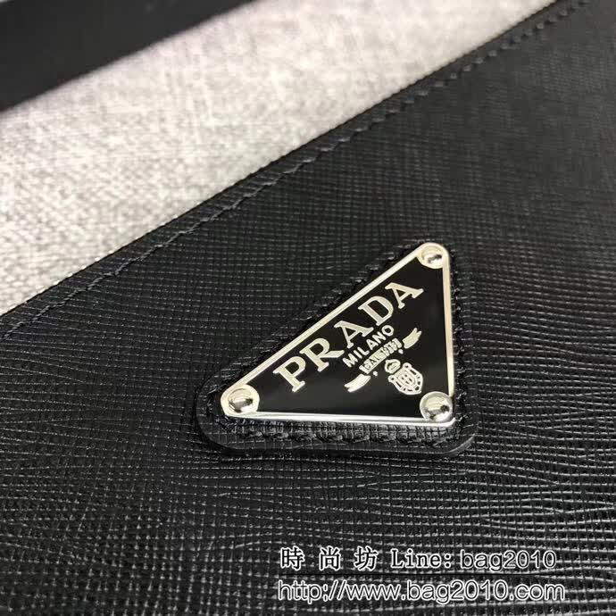 PRADA普拉達 官網同步 專櫃最新款式 頂級原單十字紋牛皮 男士手包 2NG005 DD1154